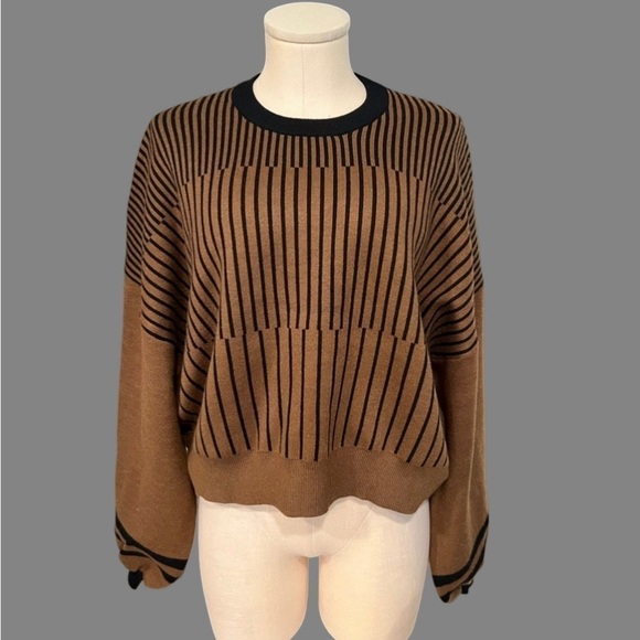 PHILOSOPHY black and brown boxy sweater it’s oversized sleeves - Picture 1 of 14